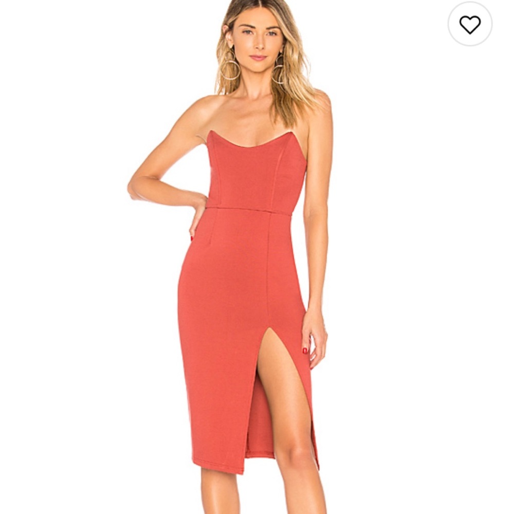 Sarah Strapless High Slit Midi Dress